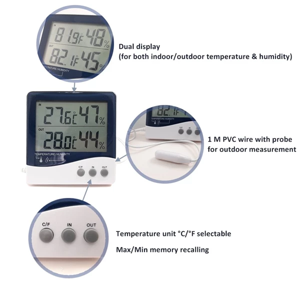 Thermohygrometer 4 Channel with External Probe TH-06OH
