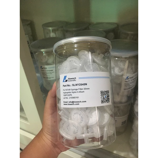 Nylon Syringe Filter Hawach 25mm 0.45um Hydrophilic isi 100/pack