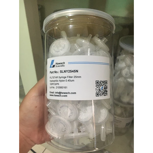 Nylon Syringe Filter 25mm 0.45um Hydrophilic isi 100/pack Brand Hawach